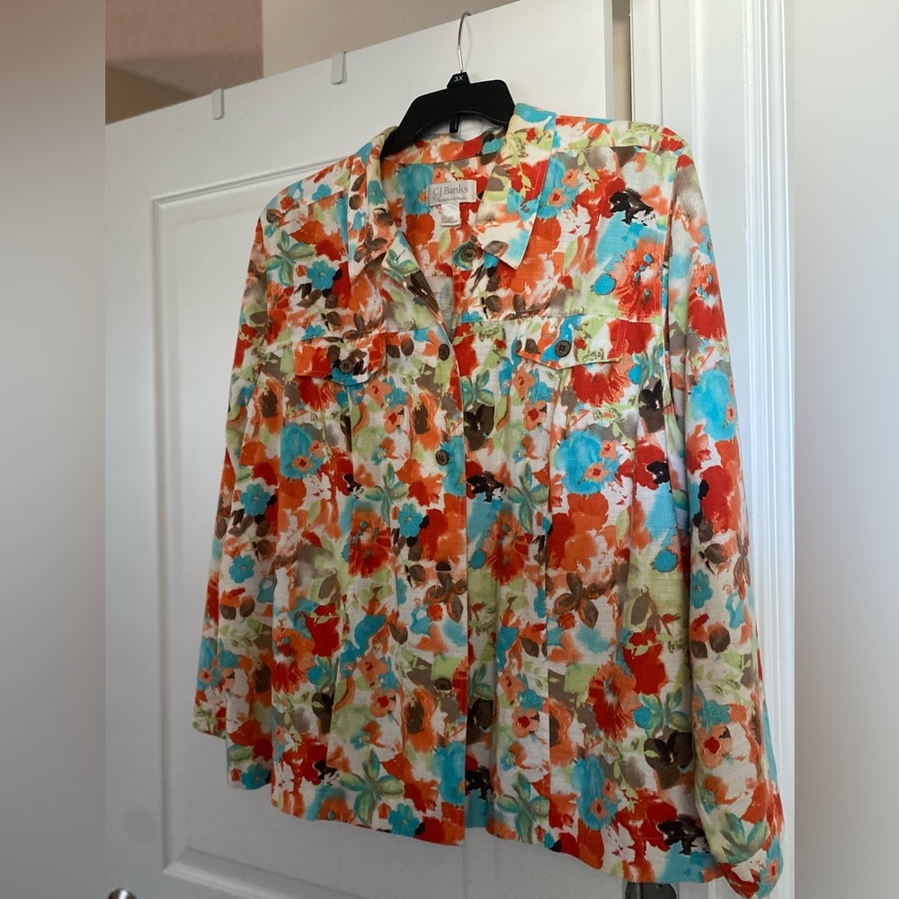 Christopher Banks Women’s Plus Linen Shirt Jacket